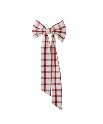 Ruby julesløyfe fra Bloomingville i rødt og hvitt rutemønster med lange bånd, 53 × 25 cm